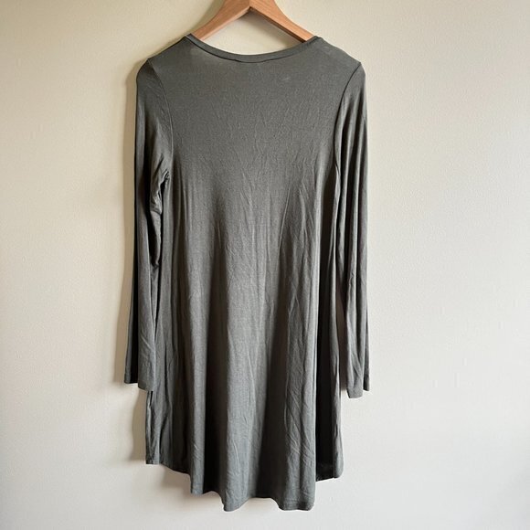 LULUS Long‎ Sleeve V Neck Midi Dress Army Green Womens Size S w/ Pocket C… - Picture 7 of 8